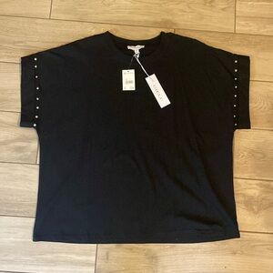 Beaded Black Short Sleeve Shirt